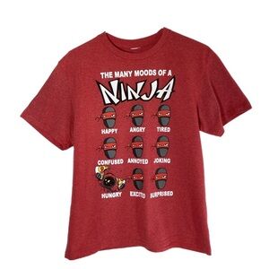 Kids Many Moods of Ninja Heathered Red Short Sleeve Tee